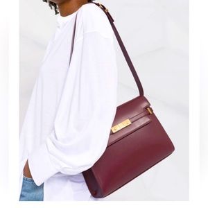 SAINT LAURENT Manhattan shoulder bag / Clutch in Burgundy with removable strap